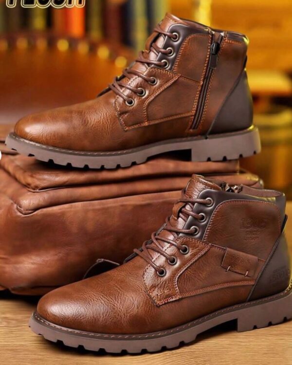 Καφέ δερμάτινο μποτάκι 100% δέρμα