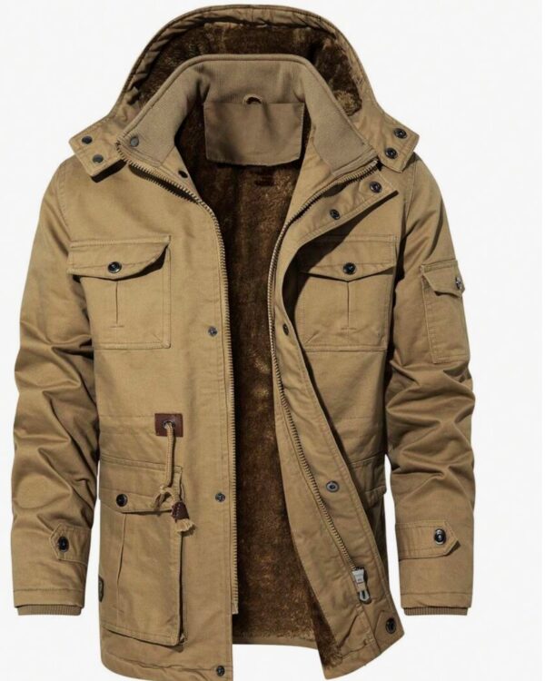 Καφέ Ανδρικό Παλτό με Γούνα