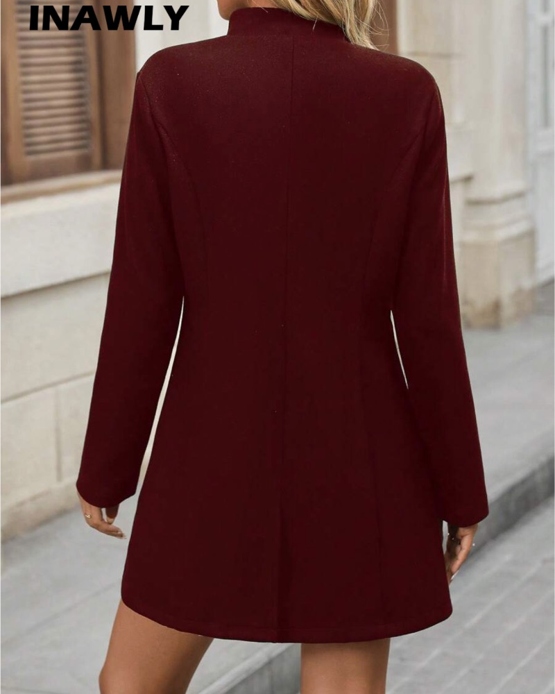 Μπορντό Παλτό με Φερμουάρ - Image 2