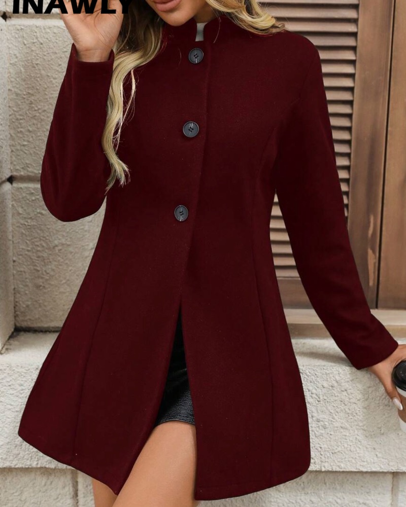 Μπορντό Παλτό με Φερμουάρ - Image 3