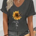 Μαύρο T-shirt με ηλιοτρόπιο