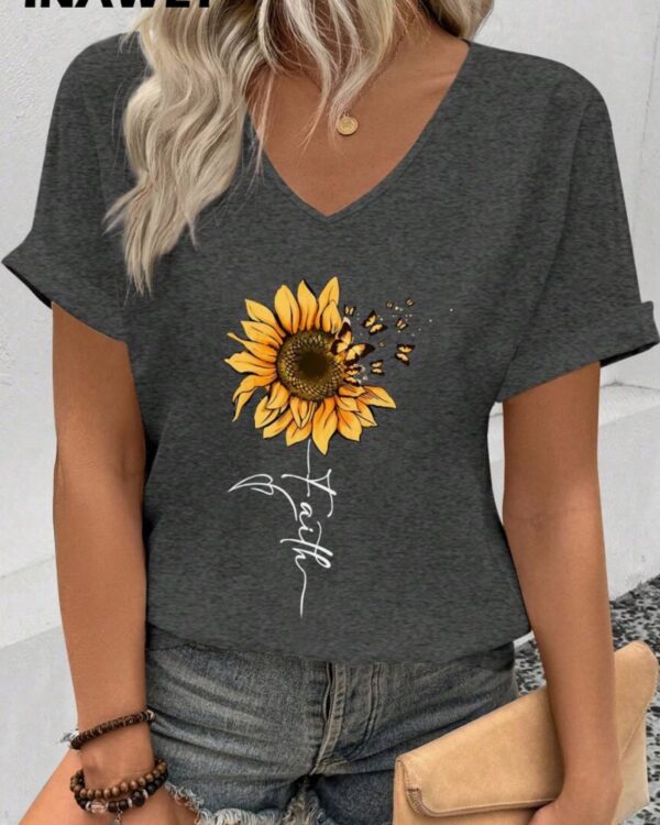 Μαύρο T-shirt με ηλιοτρόπιο