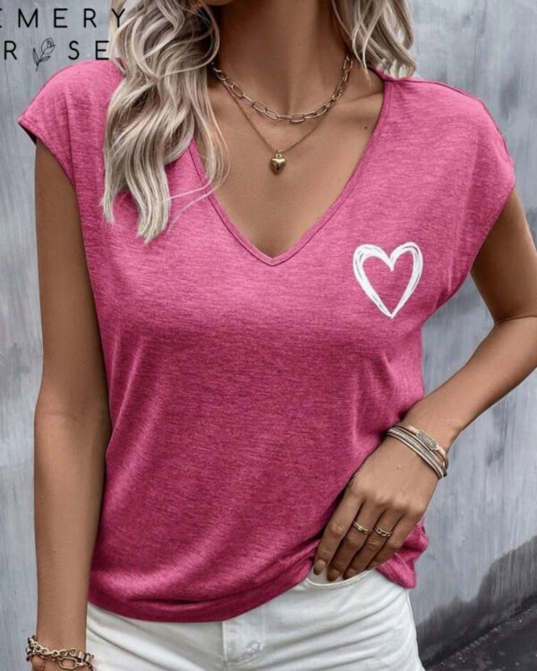 Φούξια T-shirt με καρδιά