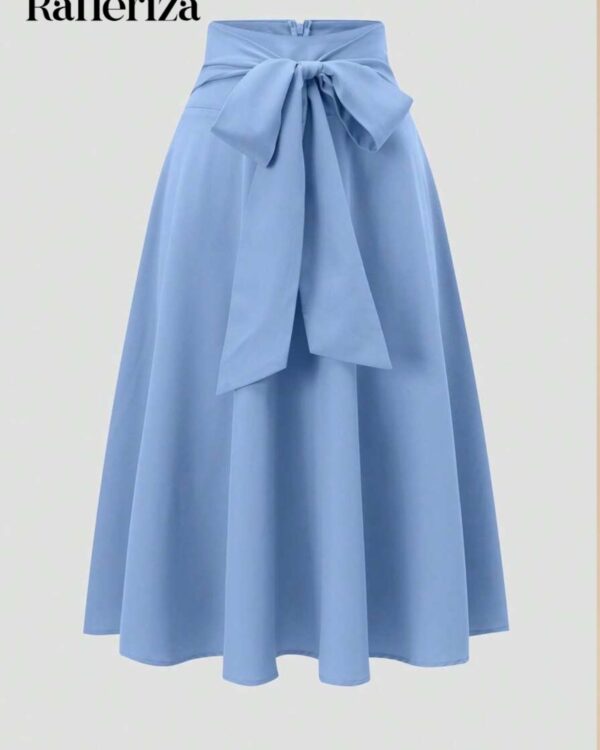 Αέρινη γαλάζια φούστα με φιόγκο