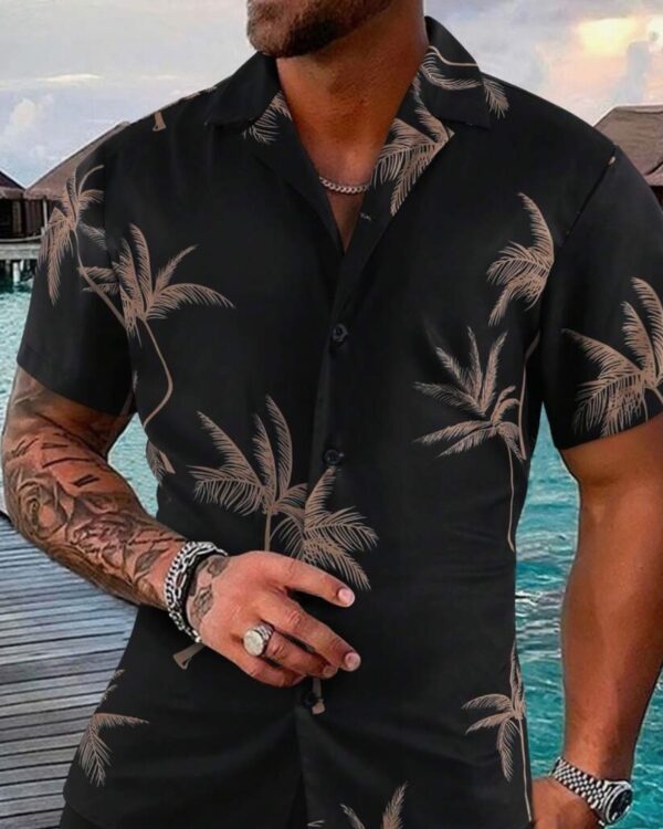 Μαύρο Πουκάμισο με Τροπικό Print